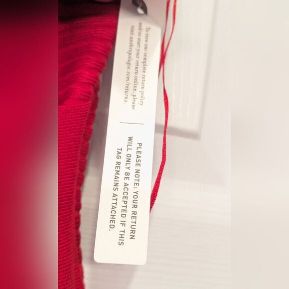 NWT Anthropologie red Strapless belted open back A-line Midi Sweater Dress sz L - Picture 15 of 16